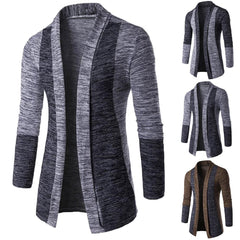 Retro Men Patchwork Long Sleeve Knitted Sweater Cardigan Coat Outwear   clothing