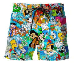 3D Printed stoned toons 90s Cartoon collage Men Shorts Harajuku Fashion Shorts Male/Female summer Casual shorts Drop shipping