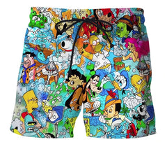 3D Printed stoned toons 90s Cartoon collage Men Shorts Harajuku Fashion Shorts Male/Female summer Casual shorts Drop shipping