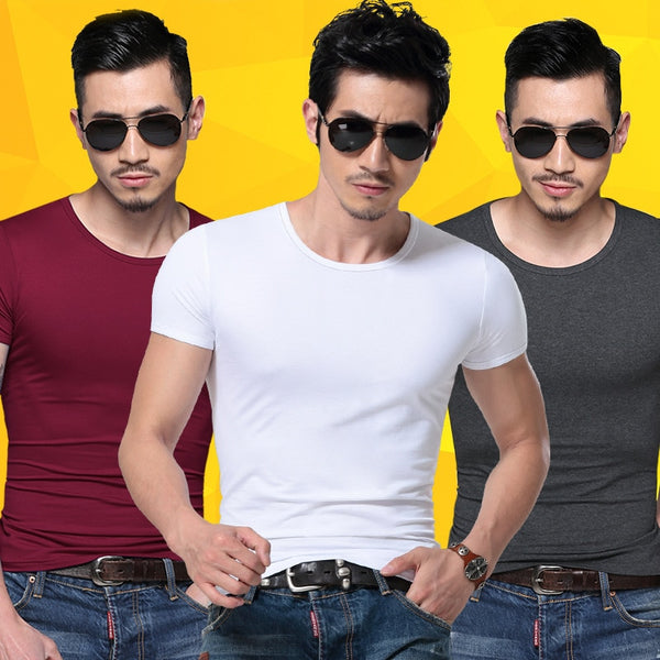 Men Tshirt Spandex Fitness Gym Clothing Man Tops Tees T Shirt For Male Solid Color Tshirts multi Colors T-Shirt XS-XXL