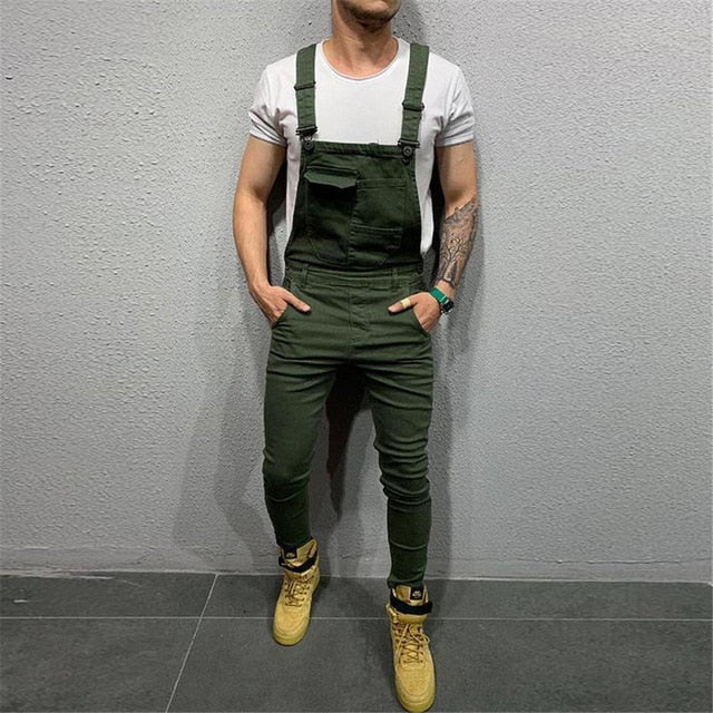 UK Mens Fashion Denim Dungaree Bib Overalls Jumpsuits Moto Biker Jeans Pants Trousers 2019 New