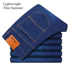 Brand 2020 New Men's Fashion Jeans Business Casual Stretch Slim Jeans Classic Trousers Denim Pants Male Black Blue