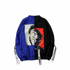 Hip Hop Mens Hooded Patchwork jacket 2020 Harajuku Letter Printed  Zipped Loose Track Jacket Men Korean Sport Male Coats