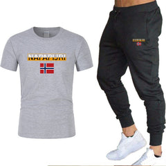 2020 Men's sets t shirts + pants two pieces sets casual tracksuit letter print suits sportwear fitness pants