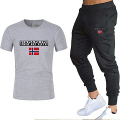 2020 Men's sets t shirts + pants two pieces sets casual tracksuit letter print suits sportwear fitness pants