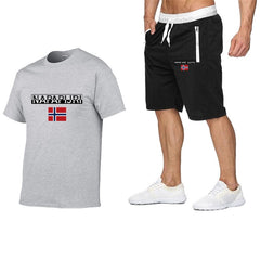 2020 fashion men's shorts set, summer 2-piece tracksuit set, shorts and shorts set, men's casual t-shirt set, sports set