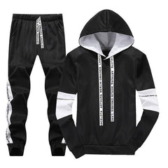 White Black Men Hoodies Set Fashion 2020 Autumn Brand Casual Tracksuit Mens Set Sports Two Piece Patchwork Hoodie Pant Male Suit