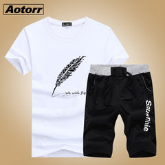 Fashion Shorts Set Men 2020 Summer 2pc Tracksuit Short SweatShirt + Shorts Sets Beach Mens Casual Tee Shirts Set Sportswears