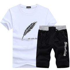 Fashion Shorts Set Men 2020 Summer 2pc Tracksuit Short SweatShirt + Shorts Sets Beach Mens Casual Tee Shirts Set Sportswears