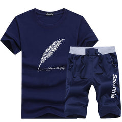 Fashion Shorts Set Men 2020 Summer 2pc Tracksuit Short SweatShirt + Shorts Sets Beach Mens Casual Tee Shirts Set Sportswears