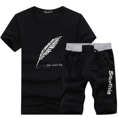 Fashion Shorts Set Men 2020 Summer 2pc Tracksuit Short SweatShirt + Shorts Sets Beach Mens Casual Tee Shirts Set Sportswears