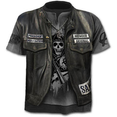 2020 New Fake Jacket Print T-Shirt Skull 3d T-Shirt Summer Trendy Short Sleeve T-Shirt Top Men/Female Short Sleeve Top