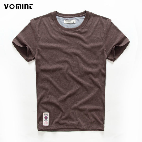 VOMINT hot sale New short sleeve men solid t-shirt o-neck soft solid cotton elastic breathable men half-sleeved t-shirt 4 Color