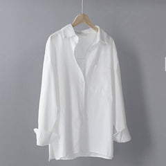 Lizkova 100% Cotton White Blouse Women Long Sleeve Oversized Shirt 2020 Spring Japenese Lapel Ladies Casual Tops 8887