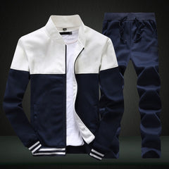 2020 New Men Sets Fashion Sporting Suit Brand Patchwork Zipper Sweatshirt +Sweatpants Mens Clothing 2 Pieces Sets Slim Tracksuit