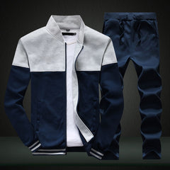 2020 New Men Sets Fashion Sporting Suit Brand Patchwork Zipper Sweatshirt +Sweatpants Mens Clothing 2 Pieces Sets Slim Tracksuit