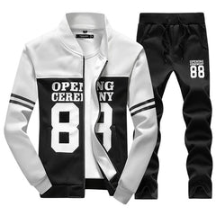 2020 New Men Sets Fashion Sporting Suit Brand Patchwork Zipper Sweatshirt +Sweatpants Mens Clothing 2 Pieces Sets Slim Tracksuit