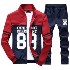 2020 New Men Sets Fashion Sporting Suit Brand Patchwork Zipper Sweatshirt +Sweatpants Mens Clothing 2 Pieces Sets Slim Tracksuit