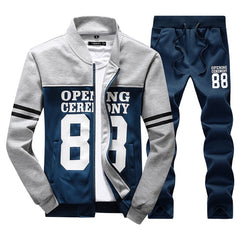 2020 New Men Sets Fashion Sporting Suit Brand Patchwork Zipper Sweatshirt +Sweatpants Mens Clothing 2 Pieces Sets Slim Tracksuit