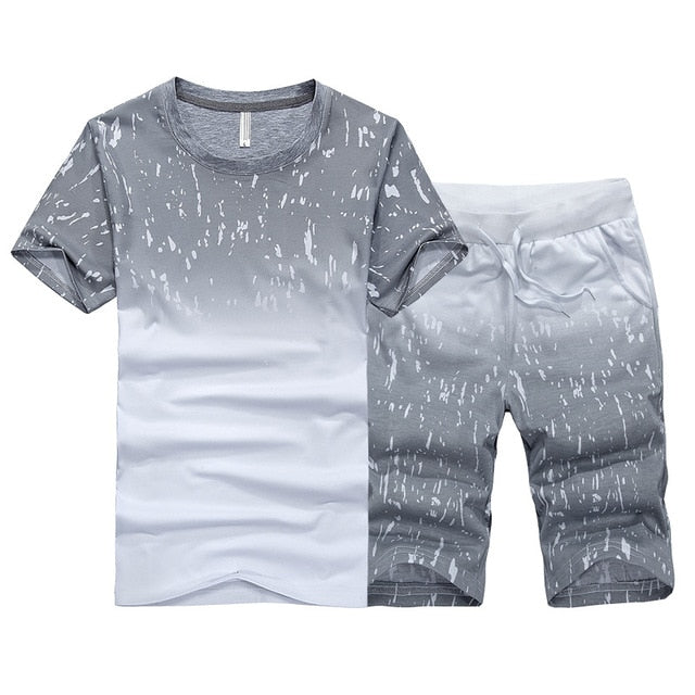 Tracksuit Male 2020 Men Clothing Sportswear Set Fitness Summer Print Men Shorts + T shirt Men's Suit 2 Pieces Sets Plus Size 4XL