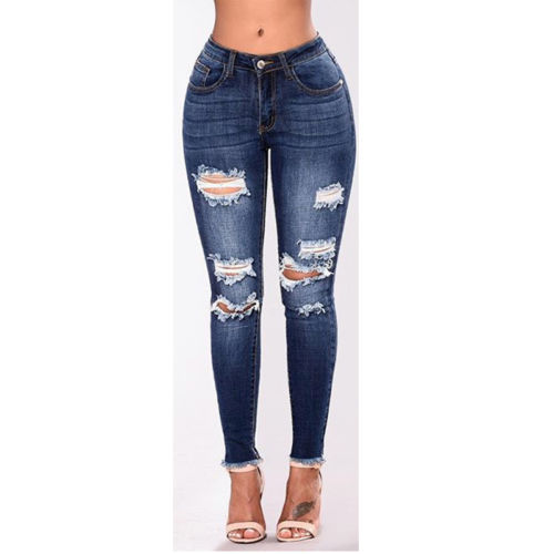 2020 Newest Hot Women Stretch Ripped Distressed Skinny High Waist Denim Pants Shredded Jeans Trousers Slim Jeggings Denim Jeans