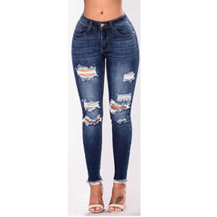 2020 Newest Hot Women Stretch Ripped Distressed Skinny High Waist Denim Pants Shredded Jeans Trousers Slim Jeggings Denim Jeans