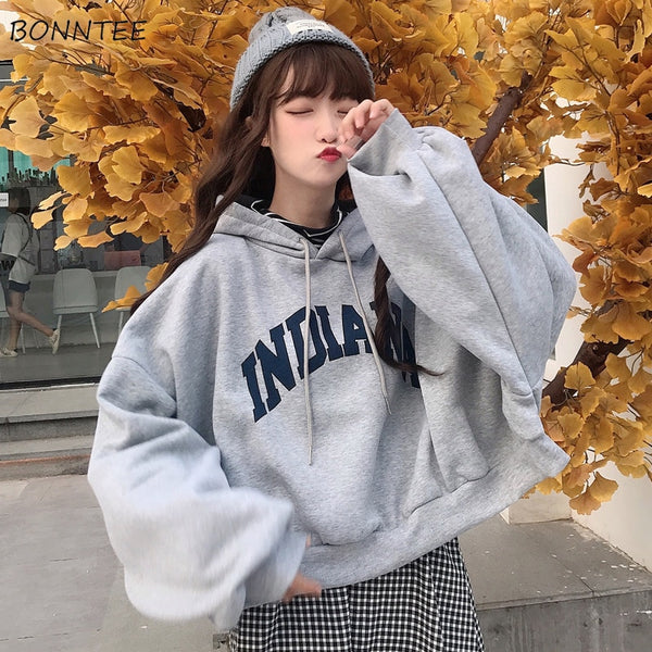 Hoodies Women Hooded Oversize Thick Plus Velvet Loose False Two-piece Letter Print Womens Hoodie All-match Leisure Simple Trendy