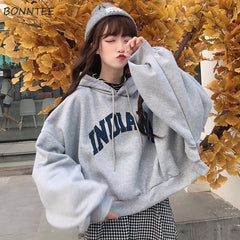 Hoodies Women Hooded Oversize Thick Plus Velvet Loose False Two-piece Letter Print Womens Hoodie All-match Leisure Simple Trendy