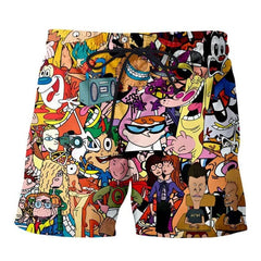 3D Printed stoned toons 90s Cartoon collage Men Shorts Harajuku Fashion Shorts Male/Female summer Casual shorts Drop shipping