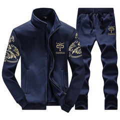 Tracksuits Men Polyester Sweatshirt Sporting Fleece 2020 Gyms Spring Jacket + Pants Casual Men's Track Suit Sportswear Fitness