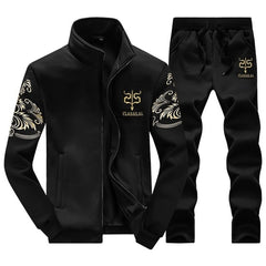 Tracksuits Men Polyester Sweatshirt Sporting Fleece 2020 Gyms Spring Jacket + Pants Casual Men's Track Suit Sportswear Fitness