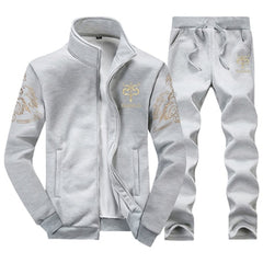 Tracksuits Men Polyester Sweatshirt Sporting Fleece 2020 Gyms Spring Jacket + Pants Casual Men's Track Suit Sportswear Fitness