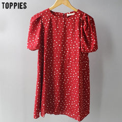 toppies polka dot mini dress womens summer dress short sleeve lace-up waist slim vestidos 2020