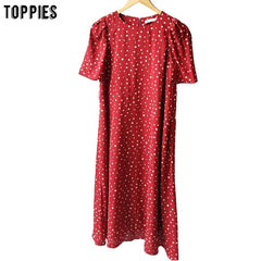 toppies summer white polka dot chiffon dress womens midi dress short sleeve slim waist vestidos mujer 2020