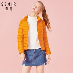 SEMIR 2020 Winter Down Jacket Women Short Jackets New Down Hooded Warm Autumn Slim Coat for Female Casual Tops winter jackets