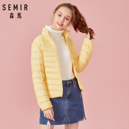 SEMIR 2020 Winter Down Jacket Women Short Jackets New Down Hooded Warm Autumn Slim Coat for Female Casual Tops winter jackets