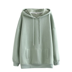 Tangada women fleece hoodie sweatshirts winter japanese fashion 2020 oversize ladies pullovers warm pocket hooded jacket SD60