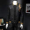 Jaqueta Masculina Spring New Gold Embroidery Print Jacket Men Slim Fit Bomber Print Jacket Retro Jacket Club Clothing Men 5xl-M