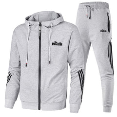 Spring Autumn 2020 Men Sweat Suit Set Striped Tracksuit Men Outfit Full Sleeve Tops with Hood Outdoor Sport Wear Men 2 Piece Set