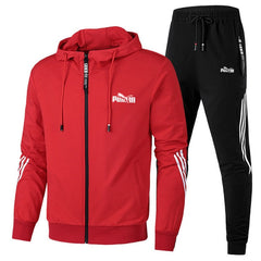 Spring Autumn 2020 Men Sweat Suit Set Striped Tracksuit Men Outfit Full Sleeve Tops with Hood Outdoor Sport Wear Men 2 Piece Set