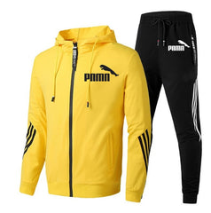 Spring Autumn 2020 Men Sweat Suit Set Striped Tracksuit Men Outfit Full Sleeve Tops with Hood Outdoor Sport Wear Men 2 Piece Set