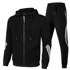 Spring Autumn 2020 Men Sweat Suit Set Striped Tracksuit Men Outfit Full Sleeve Tops with Hood Outdoor Sport Wear Men 2 Piece Set