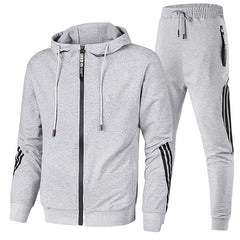 Spring Autumn 2020 Men Sweat Suit Set Striped Tracksuit Men Outfit Full Sleeve Tops with Hood Outdoor Sport Wear Men 2 Piece Set